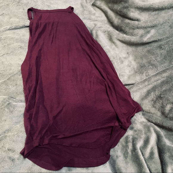 Two AEO Soft and Sexy High-Neck Tank Tops (Washed Black and Maroon) - Picture 3 of 10